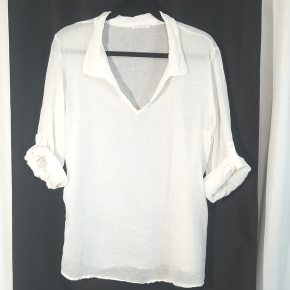 Tops - Made in Italy white linen Tunic Top. Size L
